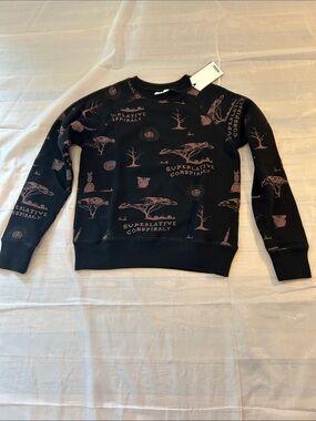 Wesc Black Crewneck Sweatshirt with Mauve Graphic Print